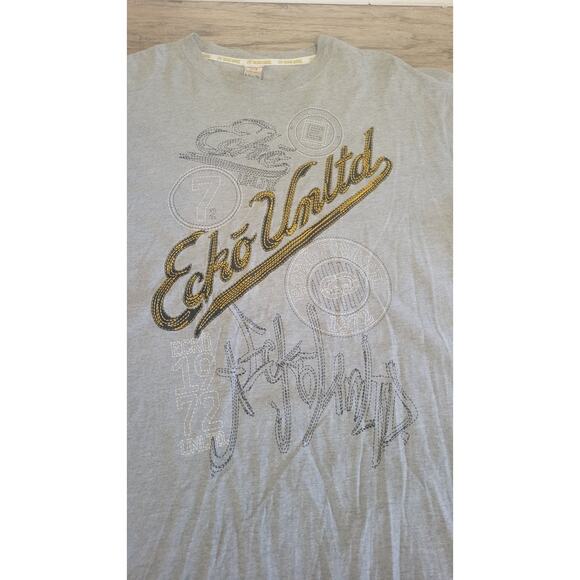 Vintage Ecko Unltd The Classic T-Shirt XXL Gray Gold Script Logo 2000s Y2K... - Picture 3 of 8